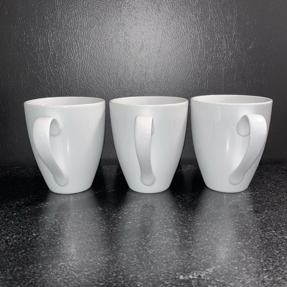 West Elm White Coffee Mugs Cups Set Of 3 Tea 4.25